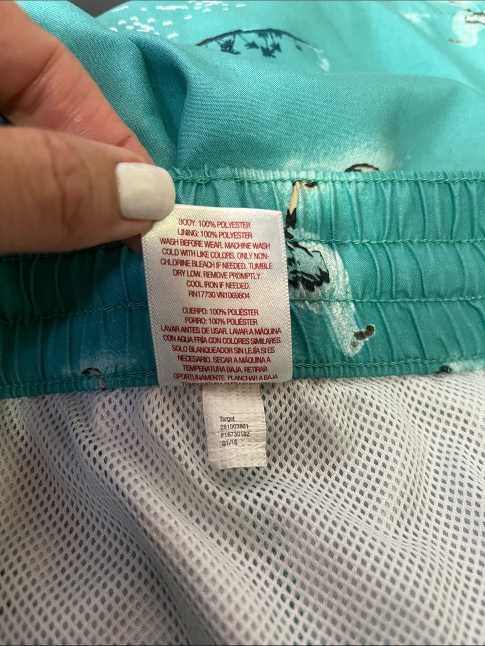 Merona mens Teal Surf & Seagull Print Swim Trunks medium - Picture 4 of 4